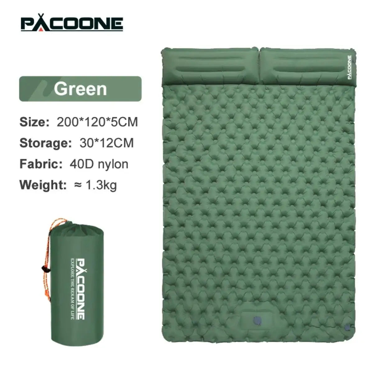 Foldable Waterproof Inflatable Air Mattress With Pillow For Camping