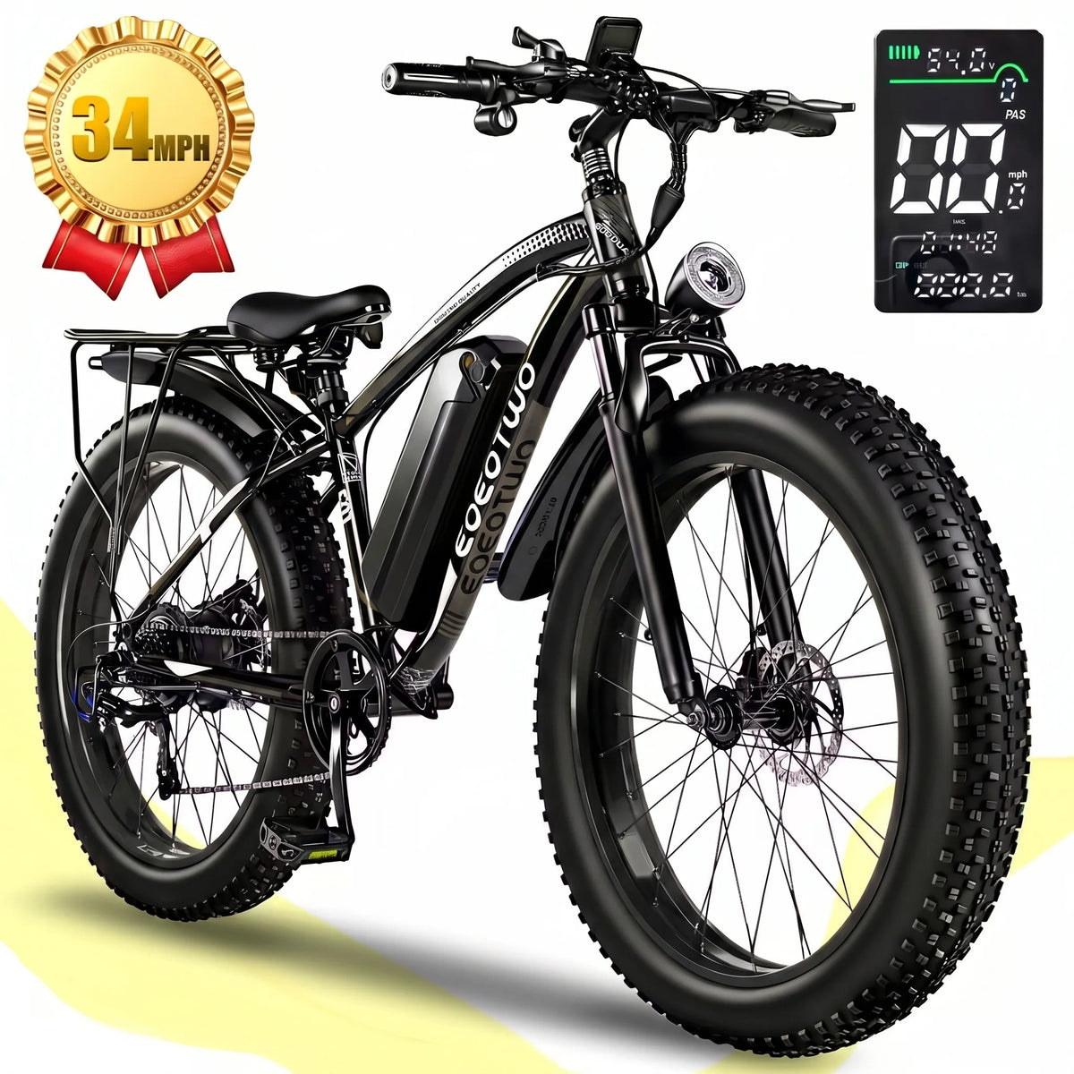 EOEOTWO 1000W Adult Fat Tire Electric Bike 48V Battery