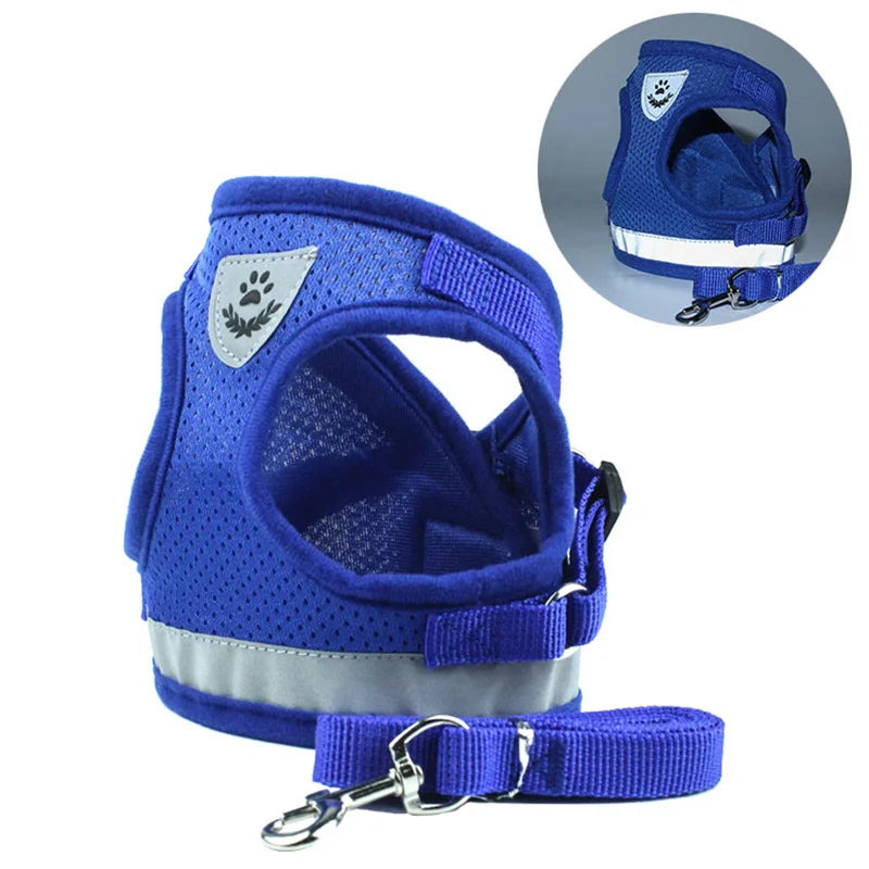 Reflective Cat Harness And Leash Set Nylon Mesh Kitten Puppy Dogs Vest Harness Leads Pet Clothes For Small Dogs Yorkies Pug