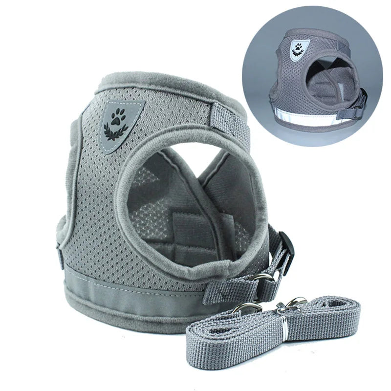 Reflective Cat Harness And Leash Set Nylon Mesh Kitten Puppy Dogs Vest Harness Leads Pet Clothes For Small Dogs Yorkies Pug