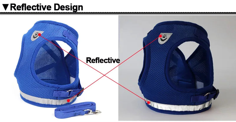 Reflective Cat Harness And Leash Set Nylon Mesh Kitten Puppy Dogs Vest Harness Leads Pet Clothes For Small Dogs Yorkies Pug