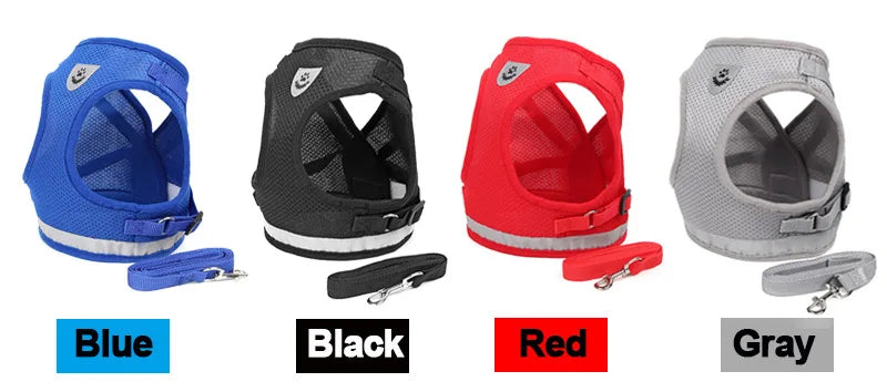 Reflective Cat Harness And Leash Set Nylon Mesh Kitten Puppy Dogs Vest Harness Leads Pet Clothes For Small Dogs Yorkies Pug