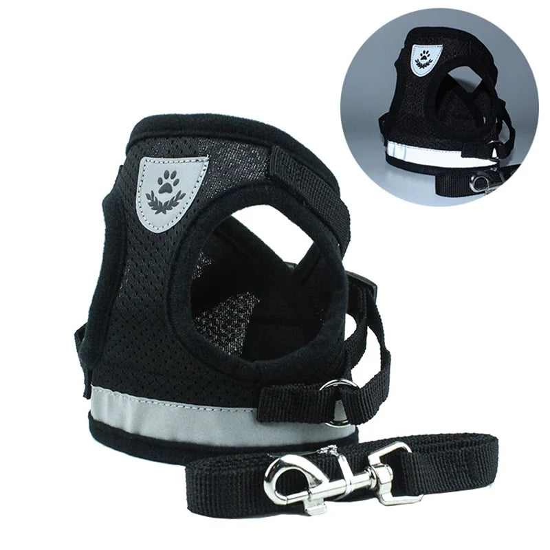 Reflective Cat Harness And Leash Set Nylon Mesh Kitten Puppy Dogs Vest Harness Leads Pet Clothes For Small Dogs Yorkies Pug