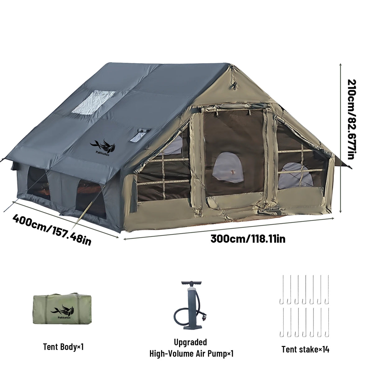 PAKICETUS Inflatable Camping Tent With Skylight And Integrated Air Pump