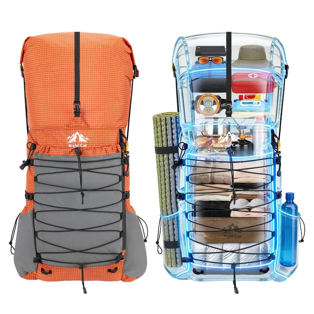 Night Cat Lightweight Internal Frame Hiking Backpack With Cover