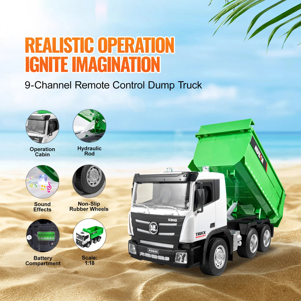 SucceBuy RC Dump Truck Remote Control Bulldozer Engineering Vehicle Toy