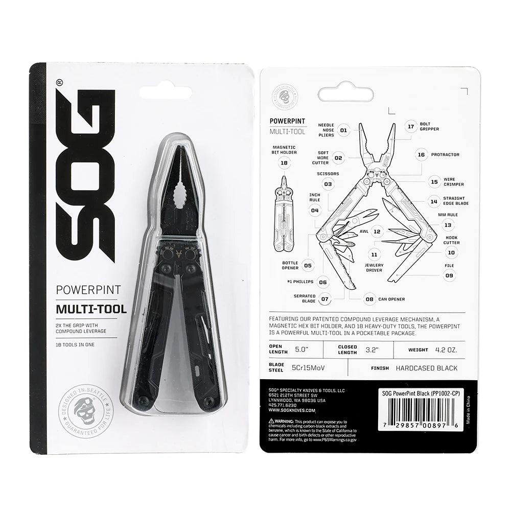 SOG PowerPint 18 In 1 Stainless Steel Pocket Multitool