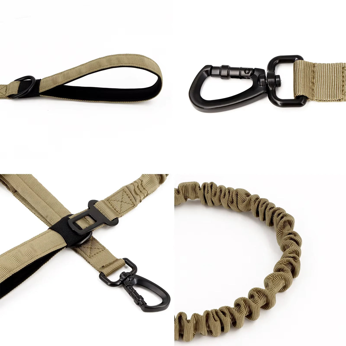 Petavel Adjustable Double Handle Nylon Dog Leash Quick Release Clip