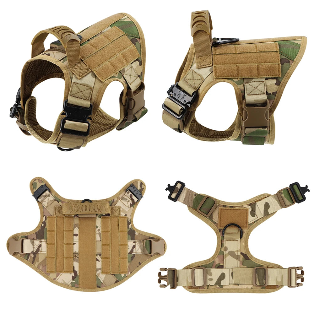 PetraVel Tactical Padded Dog Harness And Nylon Leash Set