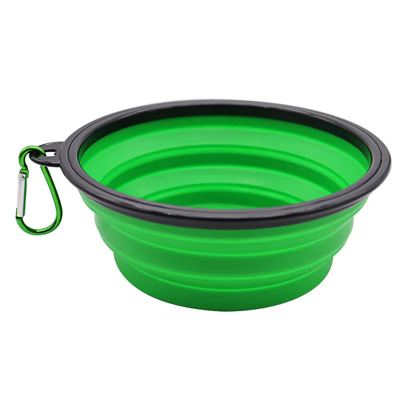 Foldable Portable Dog Feeder Bowl With Carabiner For Outdoor Travel