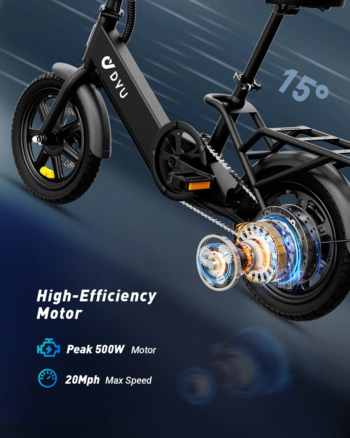 DYU C3 Folding Electric Bicycle Featuring 500W Motor