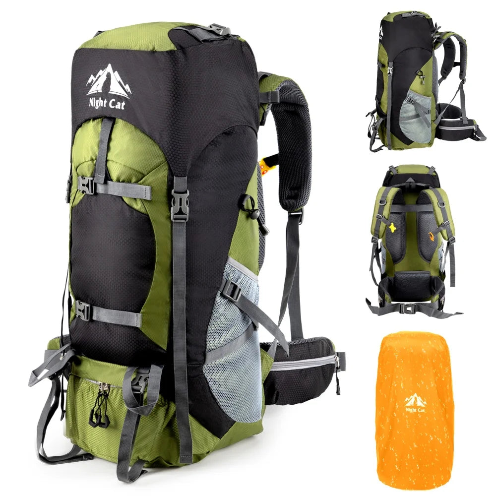 Night Cat Lightweight Hiking Backpack With Rain Cover For Travel