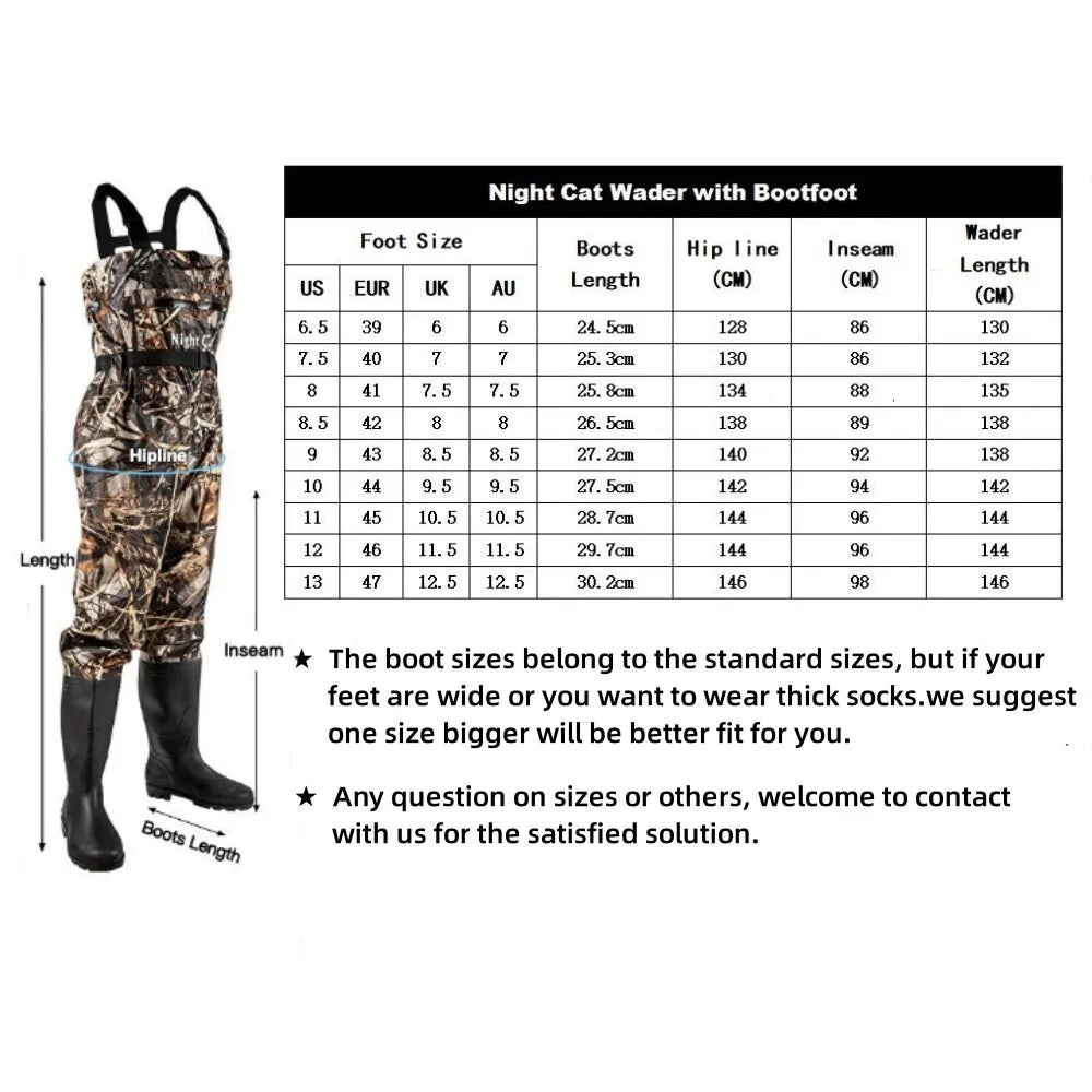 Night Cat Waterproof Breathable Chest Waders For Fishing And Hunting