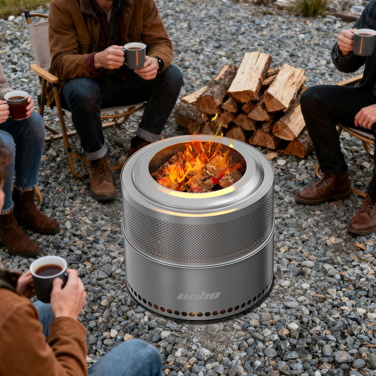 Portable Stainless Steel Smokeless Wood Fire Pit With Carry Bag