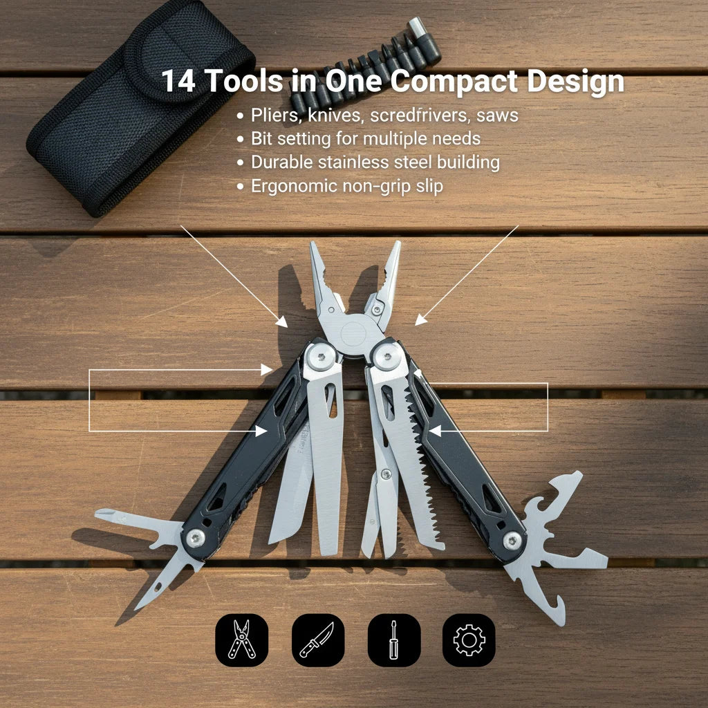 Stainless Steel Multitool Pliers With Screwdriver And Saw For Camping