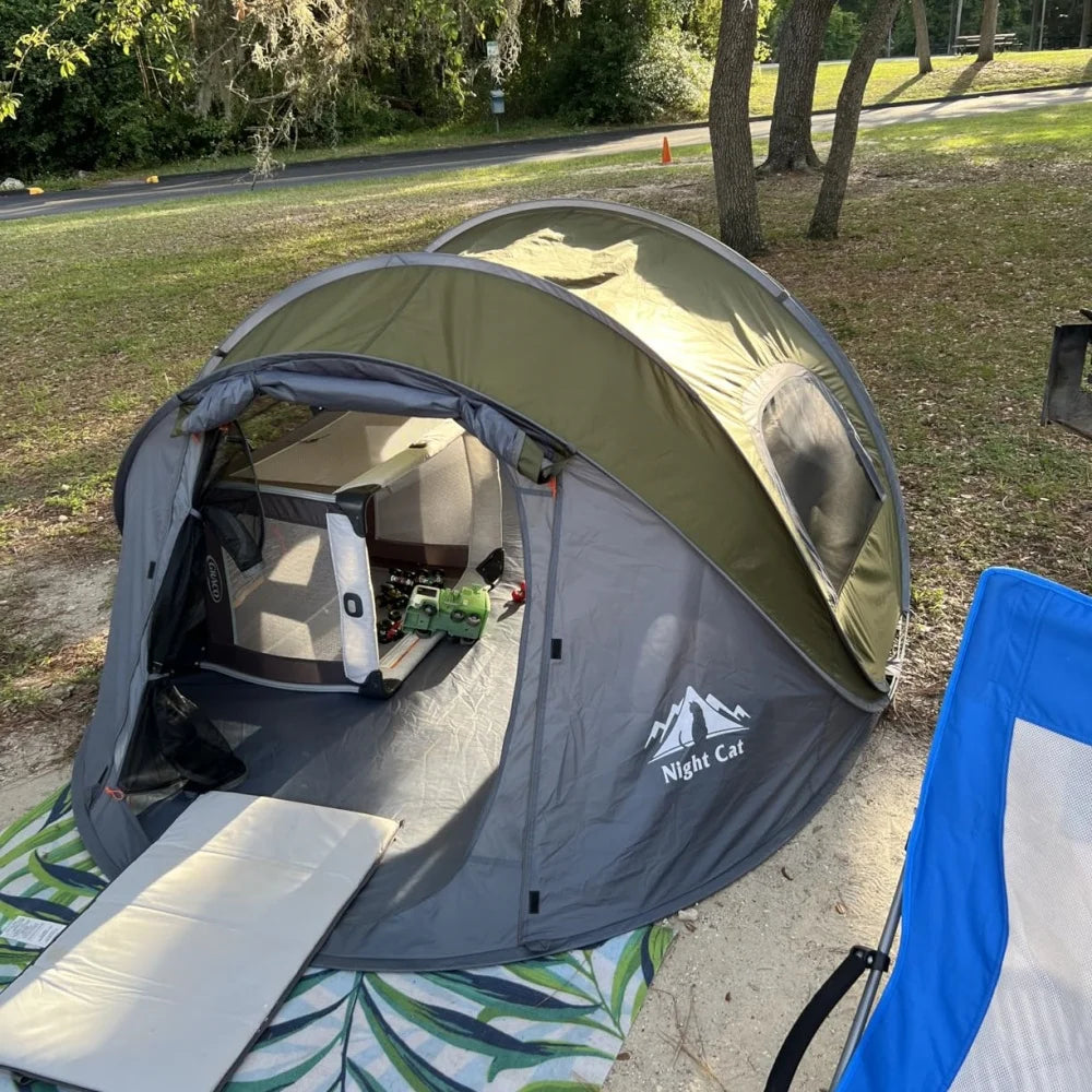 Night Cat 2 Person Quick Pop Up Waterproof Camping Tent
