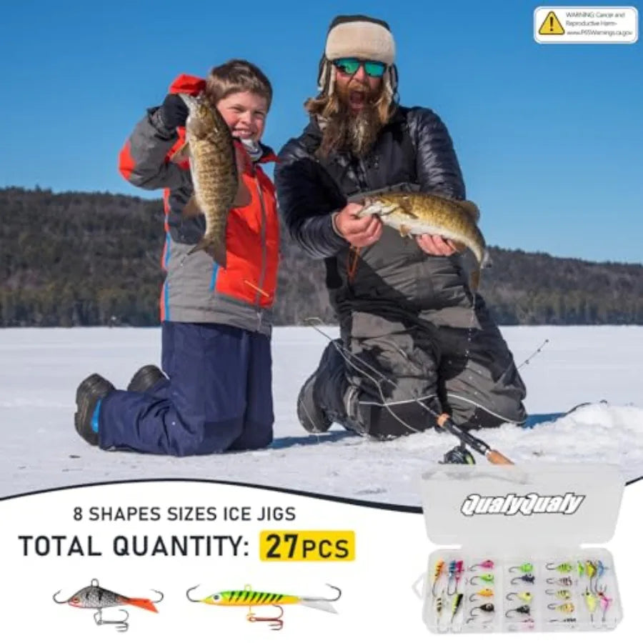Portable Ice Fishing Rod and Reel Combo Folding Stool Kit