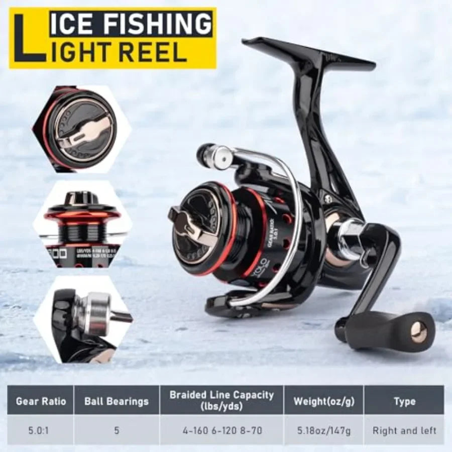 Portable Ice Fishing Rod and Reel Combo Folding Stool Kit