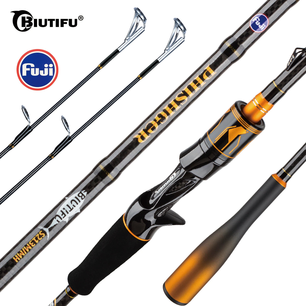 BIUTIFU Fast Action Carbon Lure Fishing Rod Spinning Surf Rod