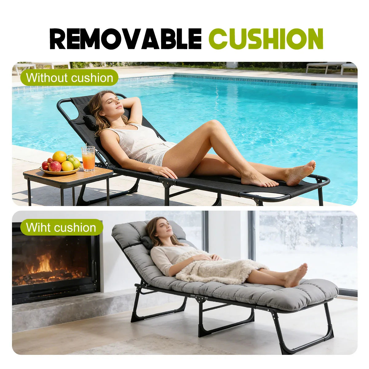 Adjustable Folding Camping Lounge Chair With 3 Position Reclining