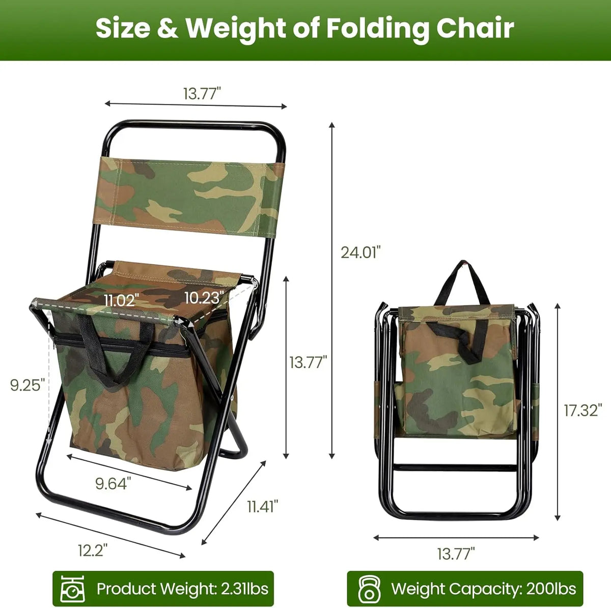 Portable Foldable Fishing Chair Featuring Integrated Cooler Bag