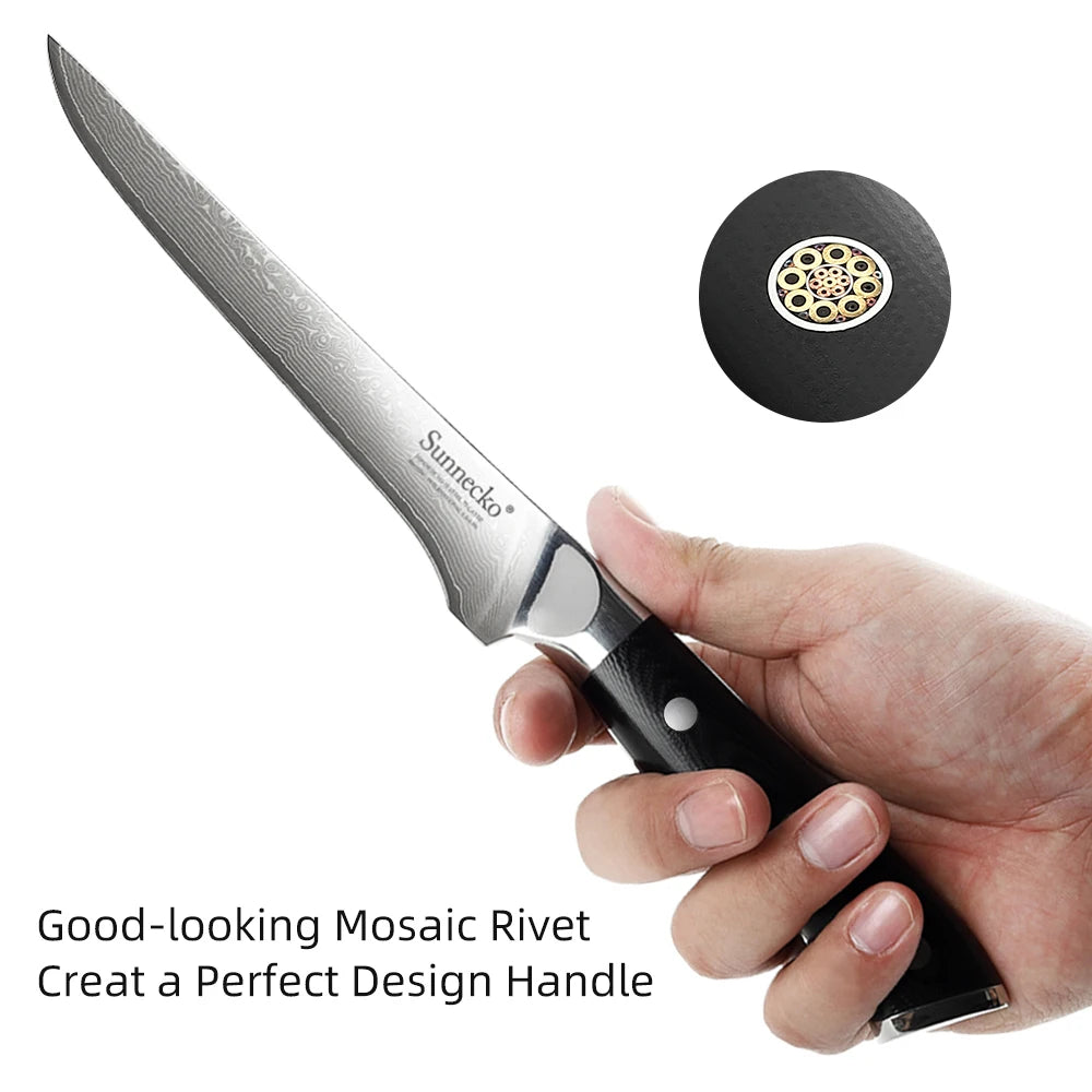 Sunnecko Premium Damascus Steel Boning Fillet Kitchen Knife
