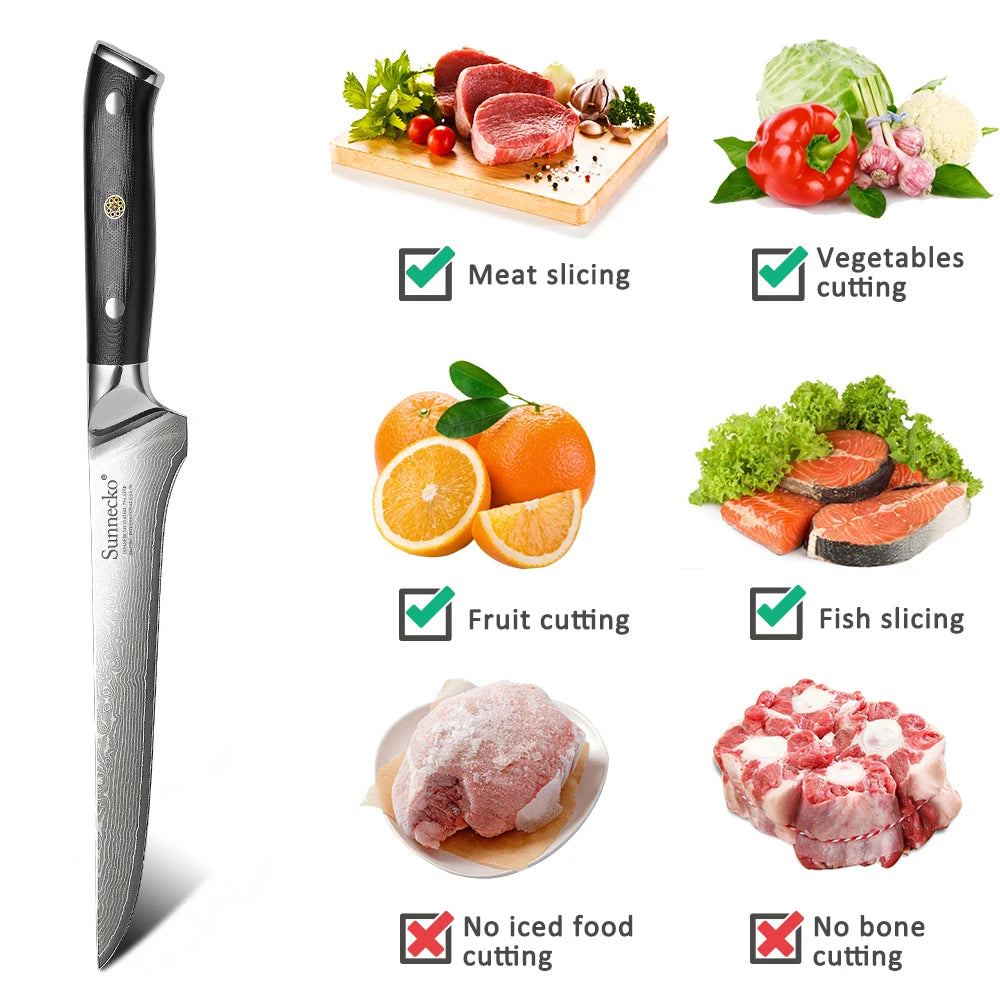 Sunnecko Premium Damascus Steel Boning Fillet Kitchen Knife