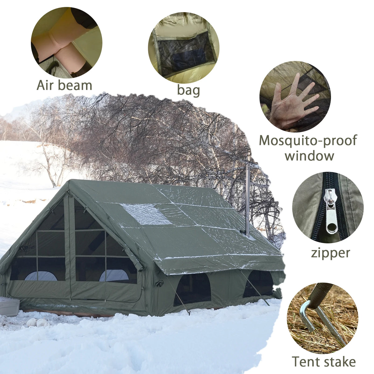 PAKICETUS Inflatable Camping Tent With Skylight And Integrated Air Pump