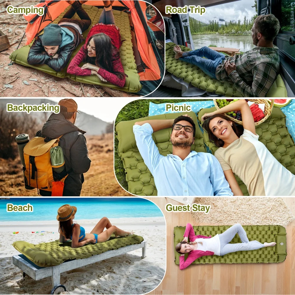 Night Cat Inflatable Sleeping Pad With Foot Pump And Pillow