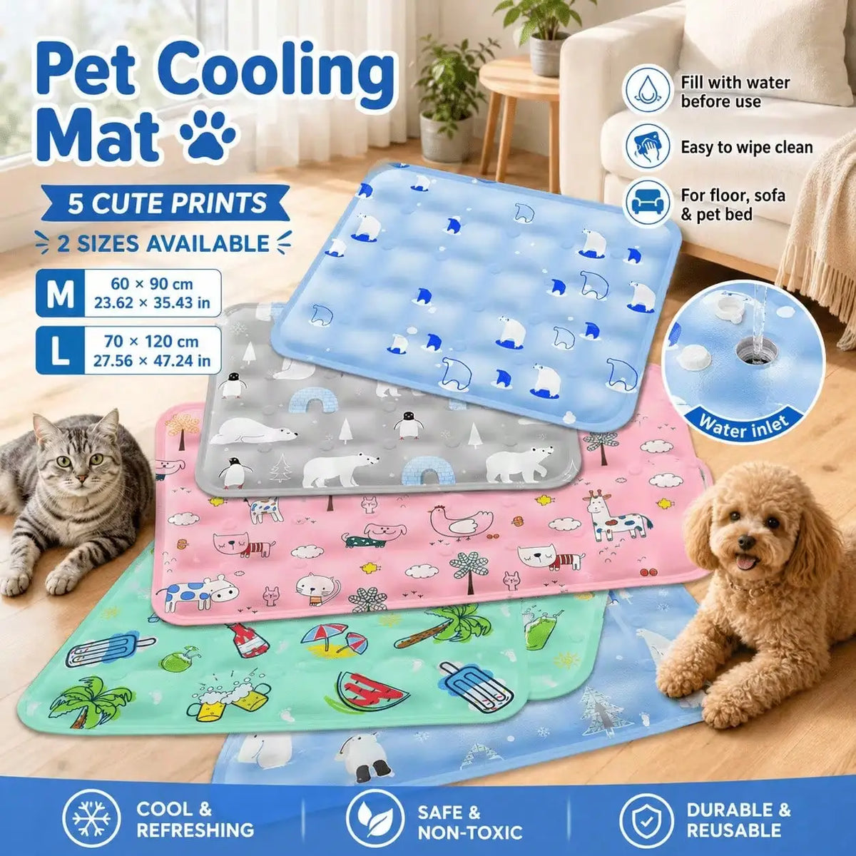 Premium Water Filled Pet Cooling Mat For Dogs And Cats