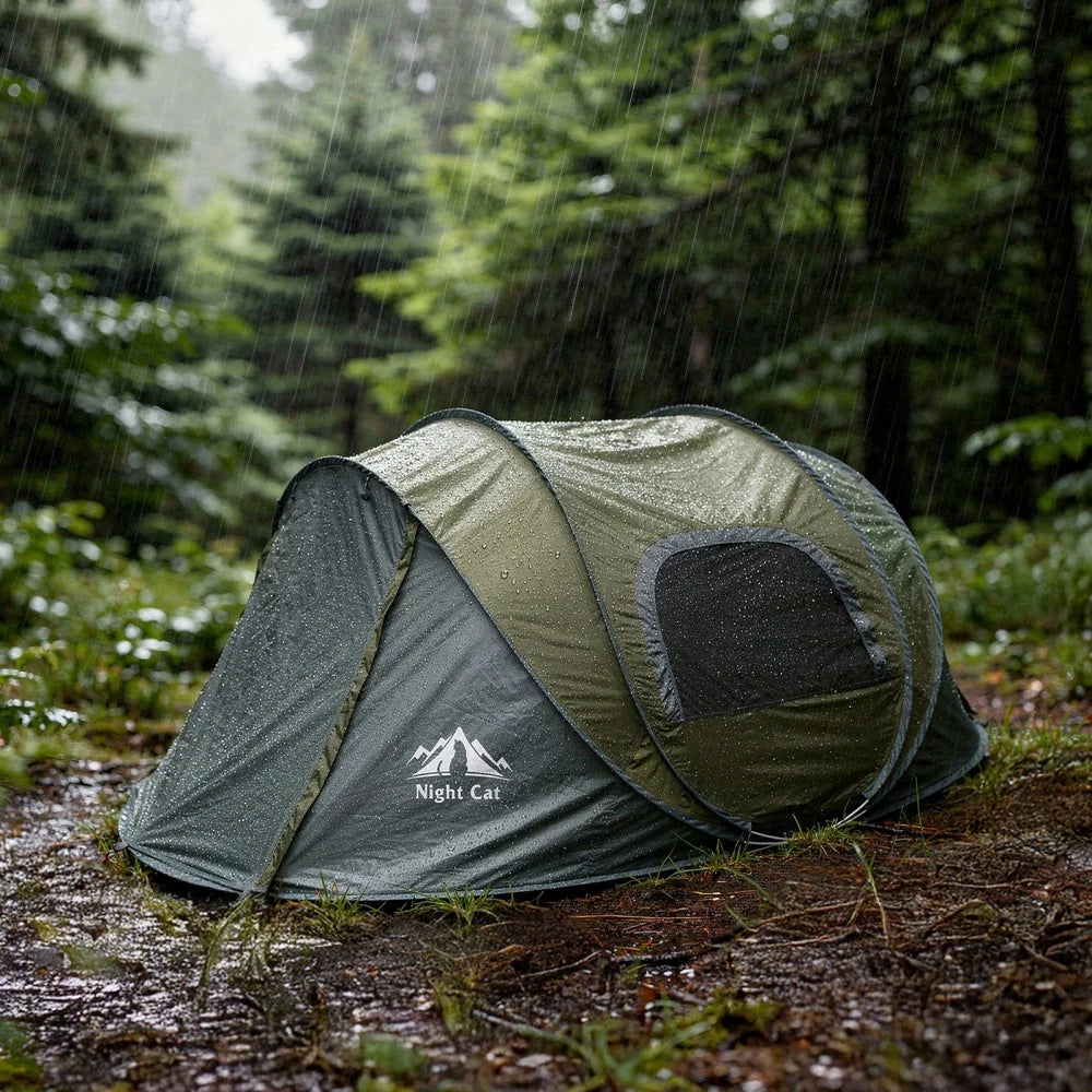 Night Cat 2 Person Quick Pop Up Waterproof Camping Tent