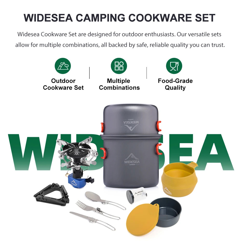 Widesea Portable Aluminum Camping Cookware Stove Set