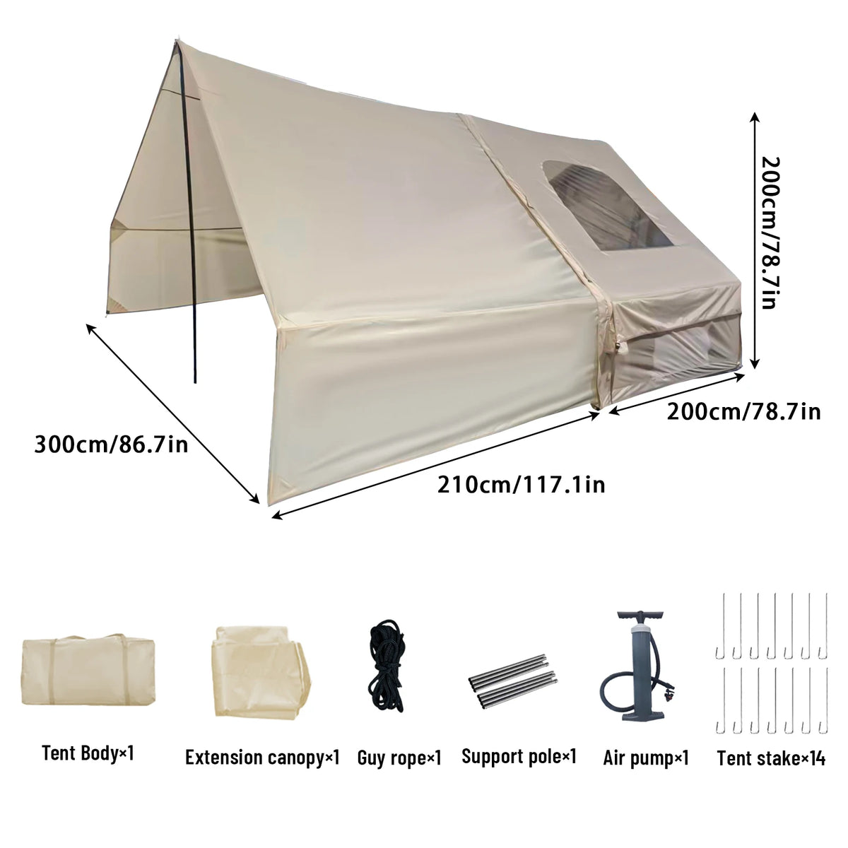 PAKICETUS Inflatable Camping Tent With Skylight And Integrated Air Pump