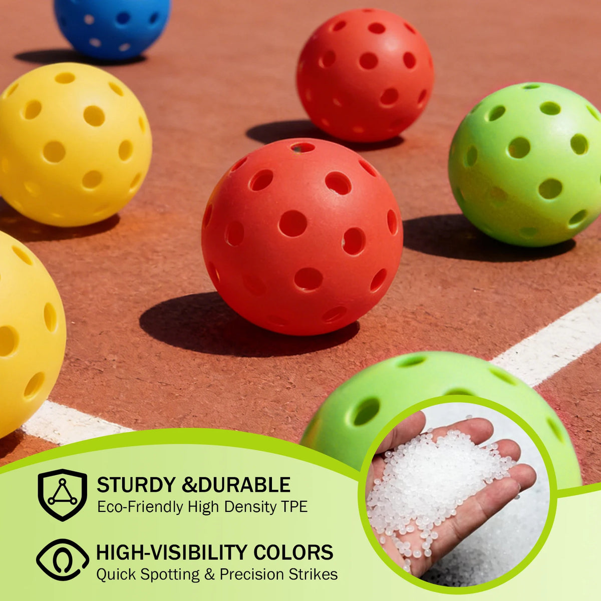 KOOMADE 40 Hole Outdoor Pickleballs USAPA Standard Training Set