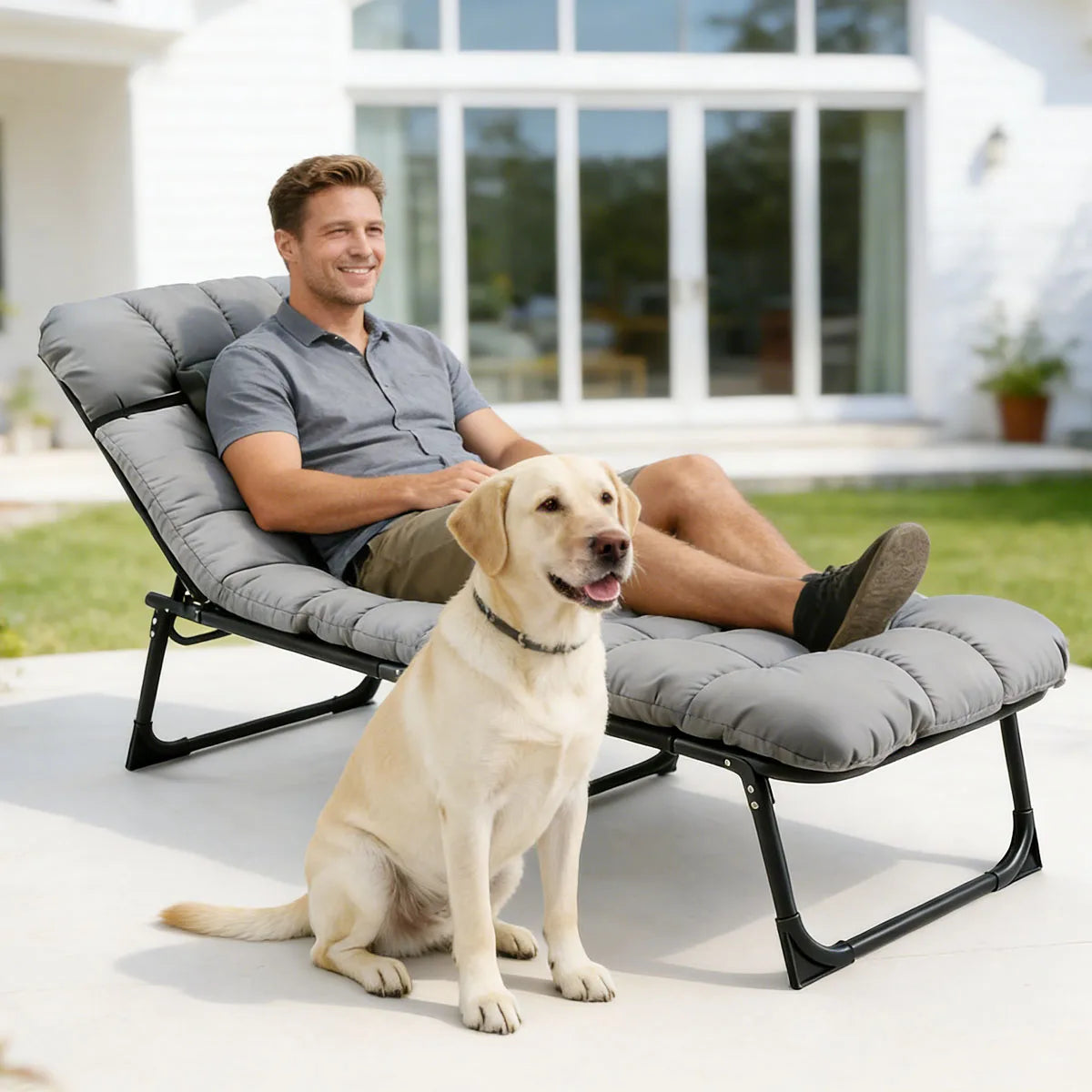 Adjustable Folding Camping Lounge Chair With 3 Position Reclining