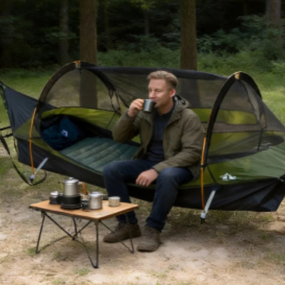 Night Cat Flat Lay Hammock Tent With Mosquito Net Rainfly