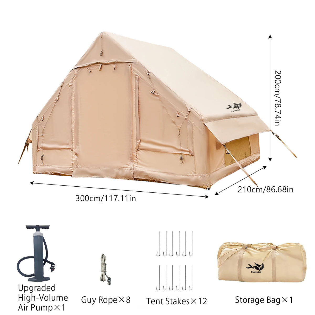 PAKICETUS Inflatable Camping Tent With Skylight And Integrated Air Pump