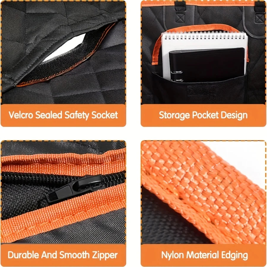 Waterproof Dog Car Seat Cover Hammock Side Flaps Storage Pocket