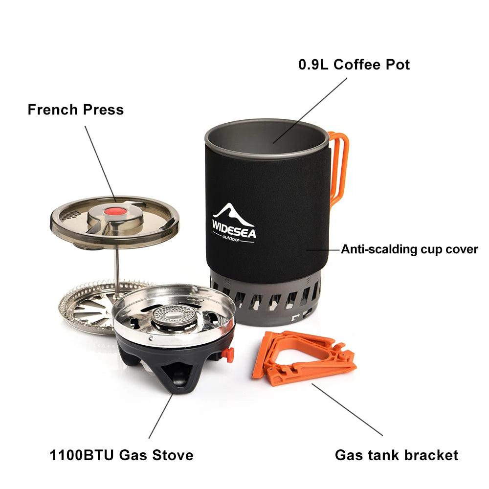 Widesea Camping Cookware Set With Heat Exchanger Outdoor Stove