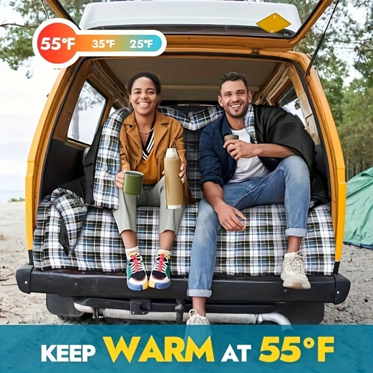 Two Camping Sleeping Bag With Pillows For Cold Weather Adults