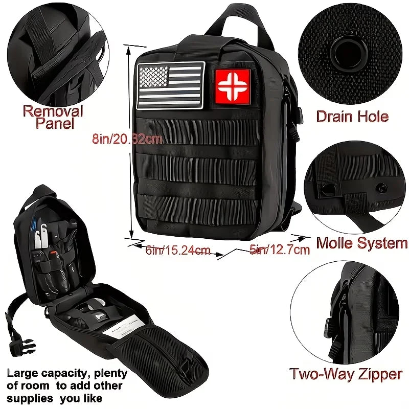 Rugged Outdoor Survival First Aid Kit With Practical Molle Bag