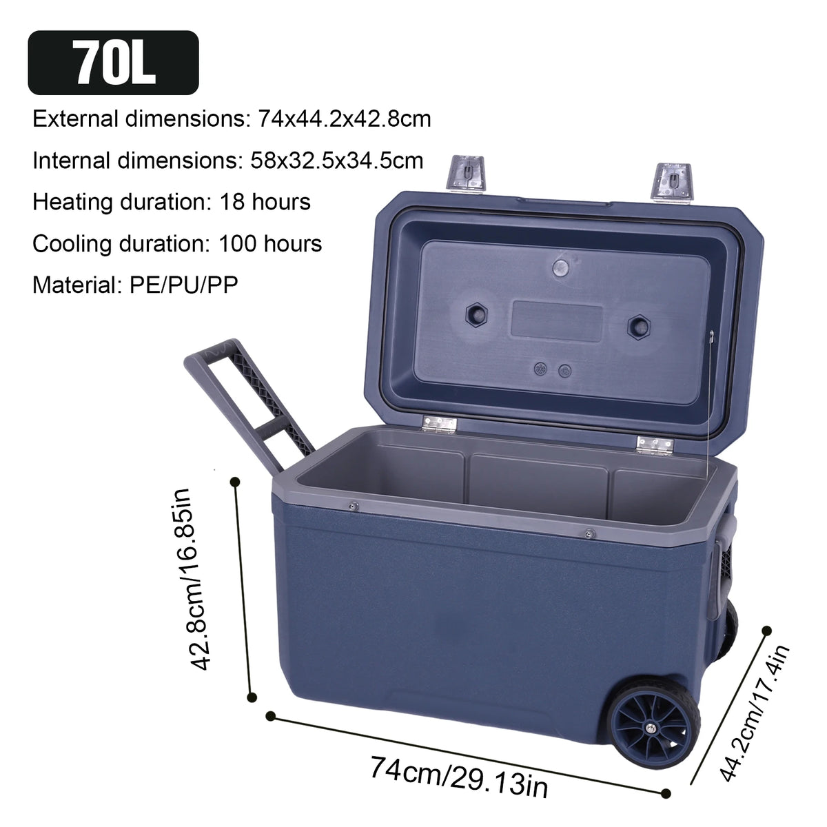 Portable Wheeled Insulated Cooler Box For Outdoor Camping