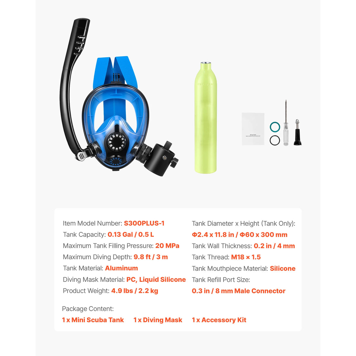 Portable Mini Scuba Tank For Snorkeling And Emergency Rescue
