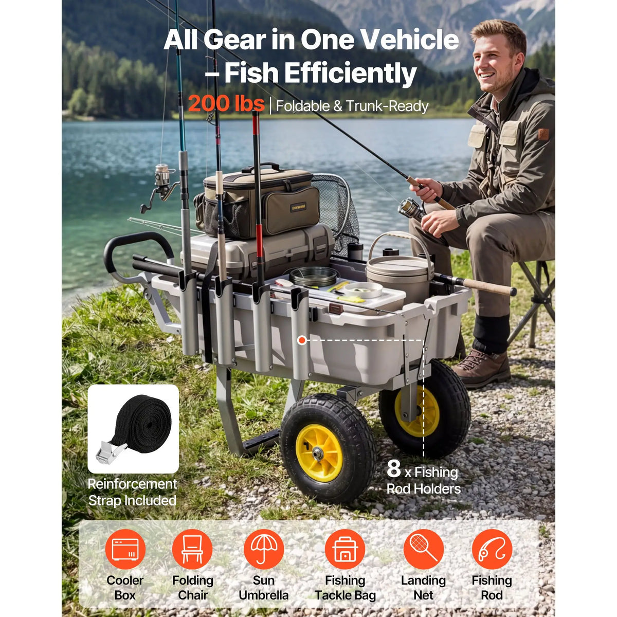 All Terrain Aluminum Fishing Cart For Rugged Outdoor Adventures