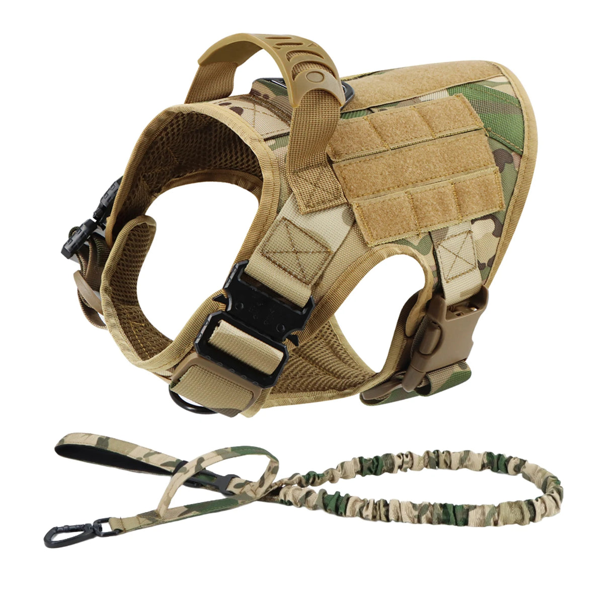 PetraVel Tactical Padded Dog Harness And Nylon Leash Set