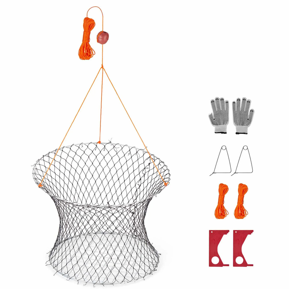 SucceBuy Foldable Double Ring Crab Trap With Rope And Gauge