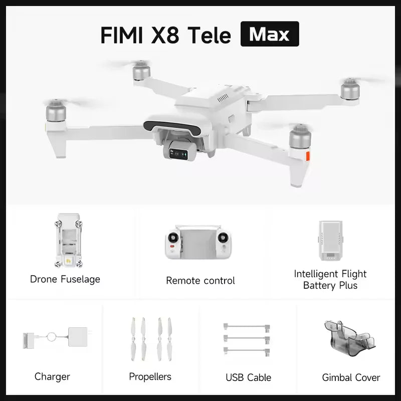 FIMI X8 Tele Max 4K Drone 30x Hybrid Zoom Professional
