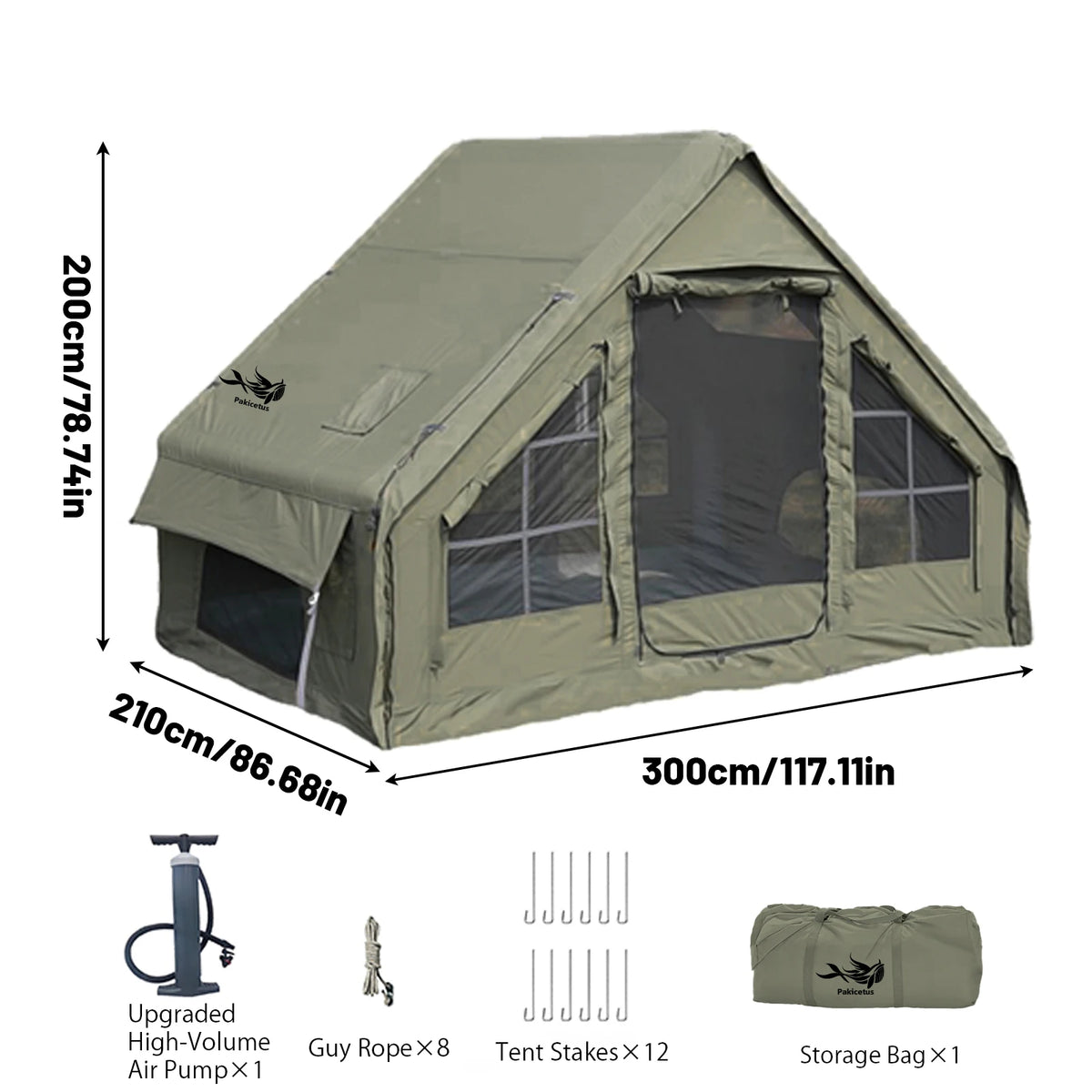 PAKICETUS Inflatable Camping Tent With Skylight And Integrated Air Pump