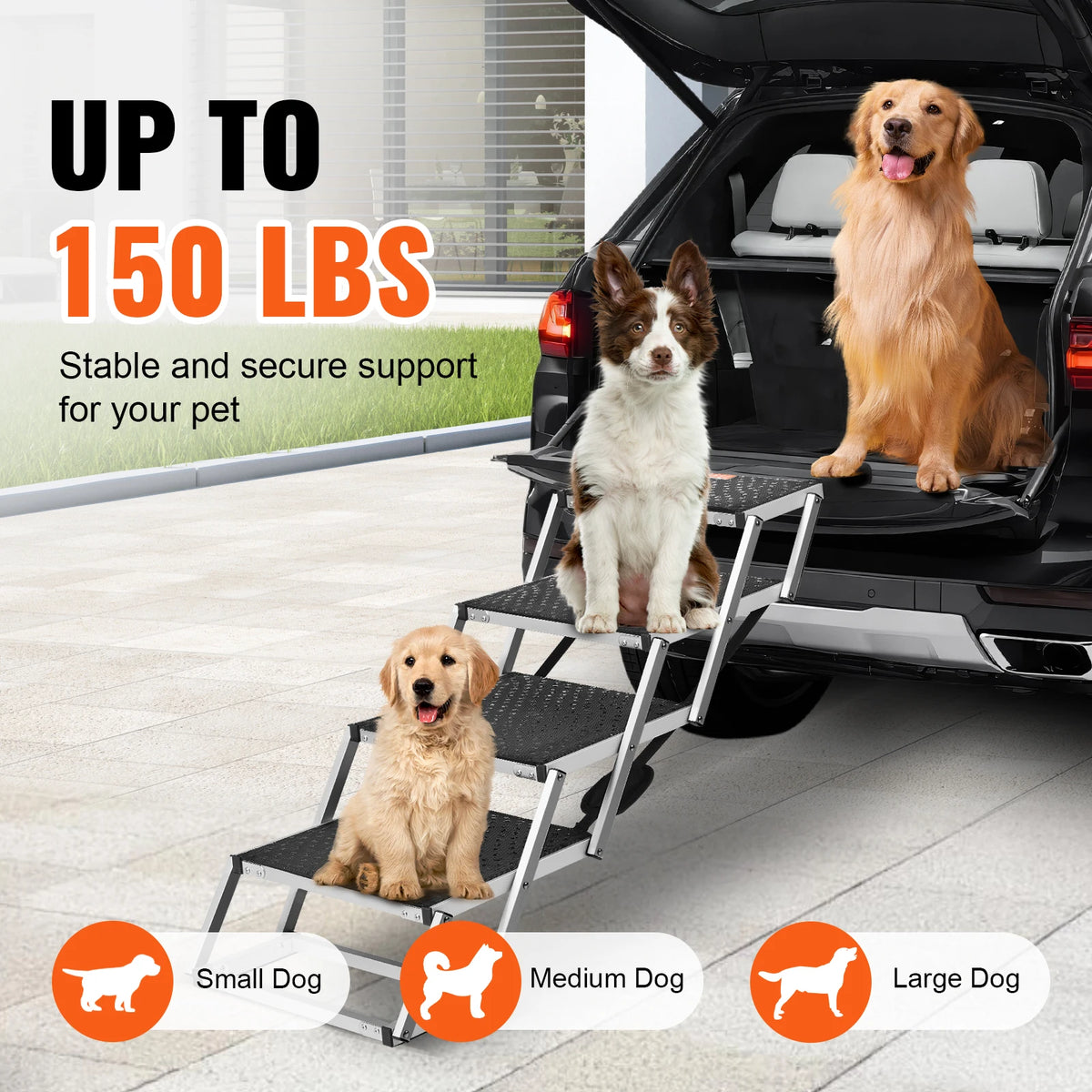SucceBuy Portable Aluminum Folding Dog Steps For Cars