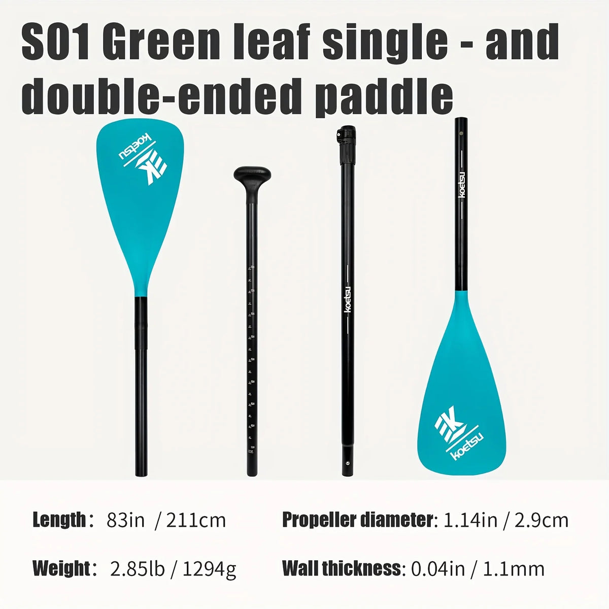 KOETSU Aluminum Alloy Dual Blade Paddle For Kayaking And Fishing
